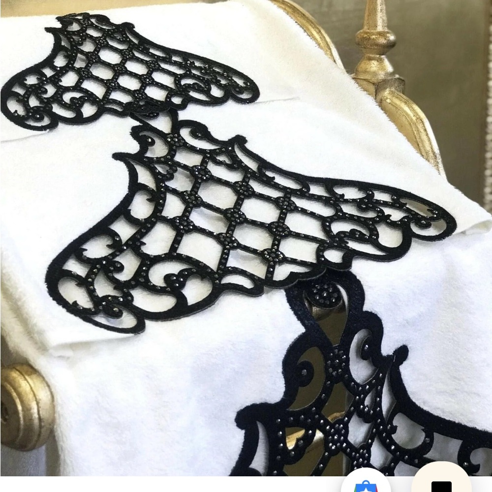 Bathroom Towel Set Decor Black With Diamonds Set Of 3